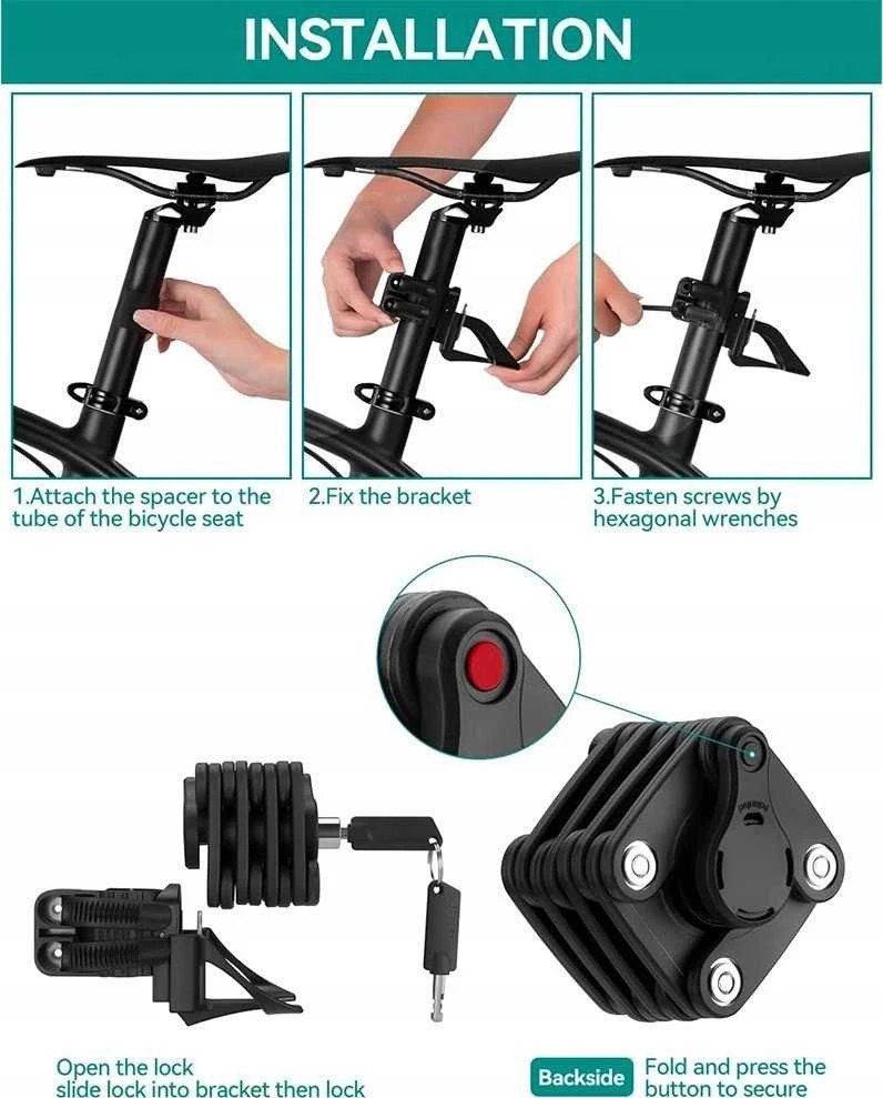 Rockbros WD795 foldable bicycle lock – juodas