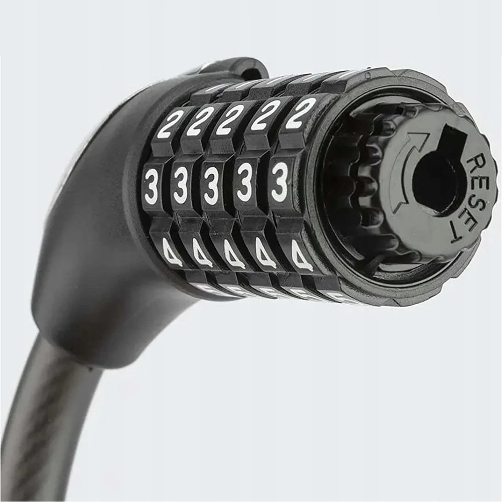 Rockbros RKS531 dviračio spyna su 5 skaitmenų kodu, plieniniu lynu, 180 cm, su LED apšvietimu - juodas
