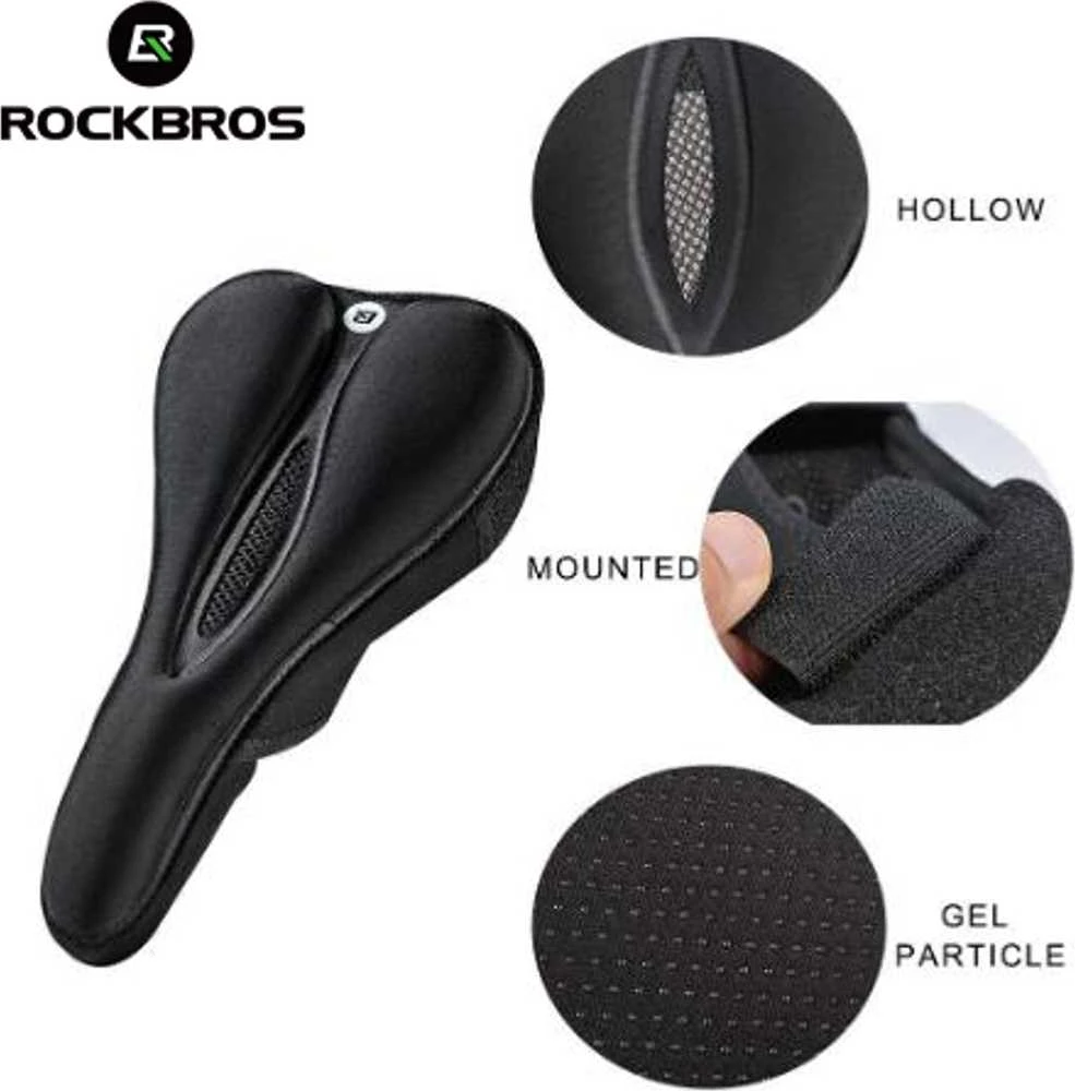 Rockbros LF047-B silicone gel bicycle seat cover dydis L – juodos spalvos