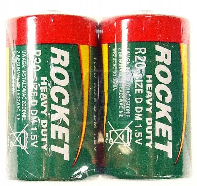Dvi Rocket D tipo baterijos pakuotėje