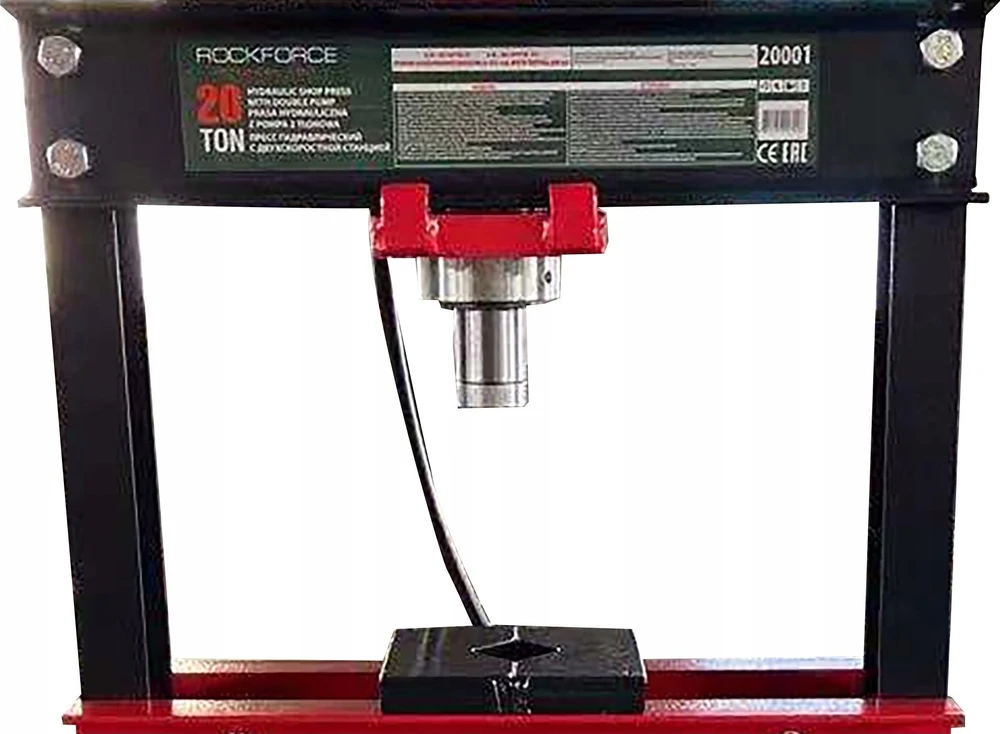 Rockforce 20t dirbtuvės hidraulinis presas su matuokliu ir dvigubu siurbliu