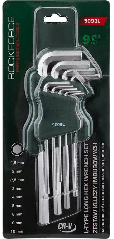 Rockforce Ilgųjų IMBUS raktų rinkinys 9 dalių (1.5-10mm)