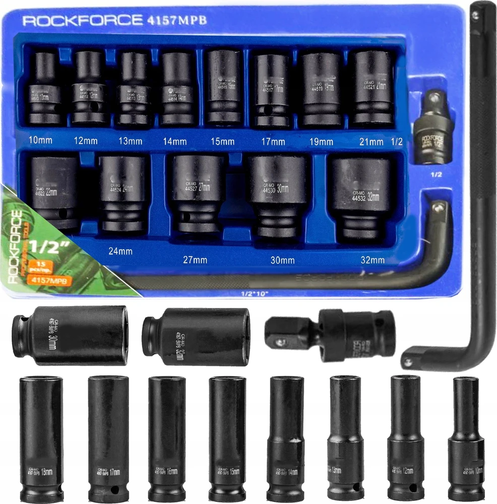 Rockforce Impact lizdų rinkinys 1/2" 15 vnt.