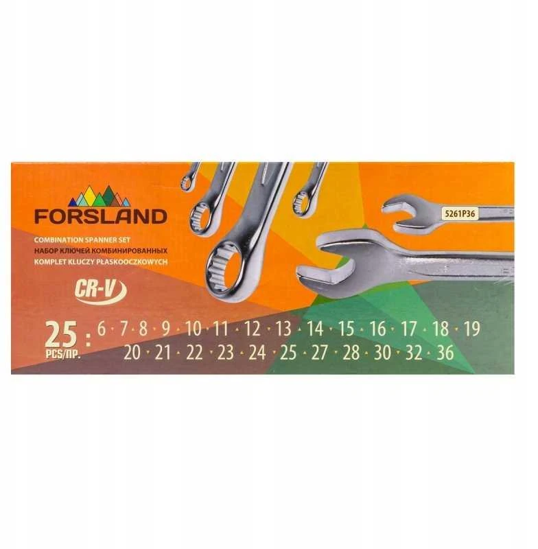 Rockforce Rinkinys plokščių dvikilpių veržliarakčių 25el. (6-36mm) na płachcie
