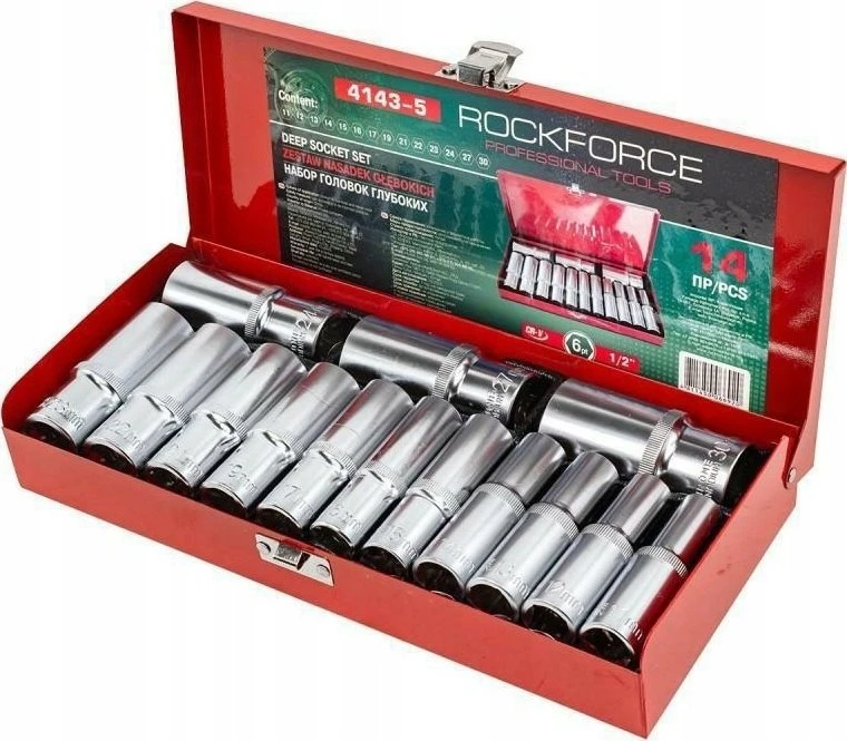 „Rockforce ROCKFORCE“ ilgos galvutės, 6 kampų, 14 vnt., 1/2 colio, 11–30 mm