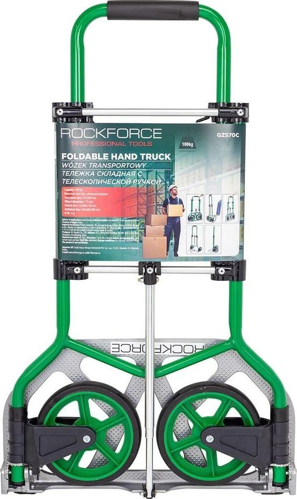 Rockforce Tool Vežimėlis Sulankstomas platforminis vežimėlis su teleskopine rankena - keliamoji galia: 100kg