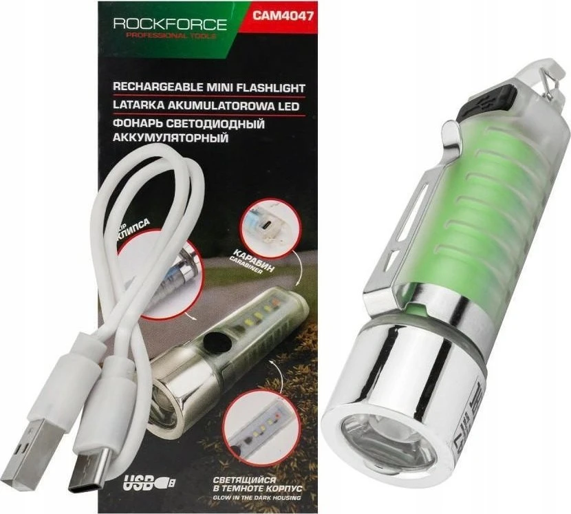 Rockforce Mini LED akumuliatorinė žibintuvėlė 6 viename USB-C 100 lm 500 mAh