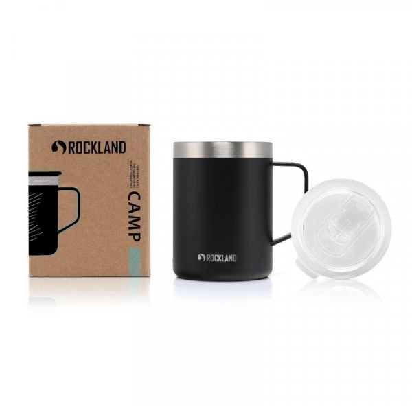 Rockland Termo puodelis Camp Mug 0,35 L – nerūdijantis plienas, próżniowy, su dangteliu Tritan, juoda