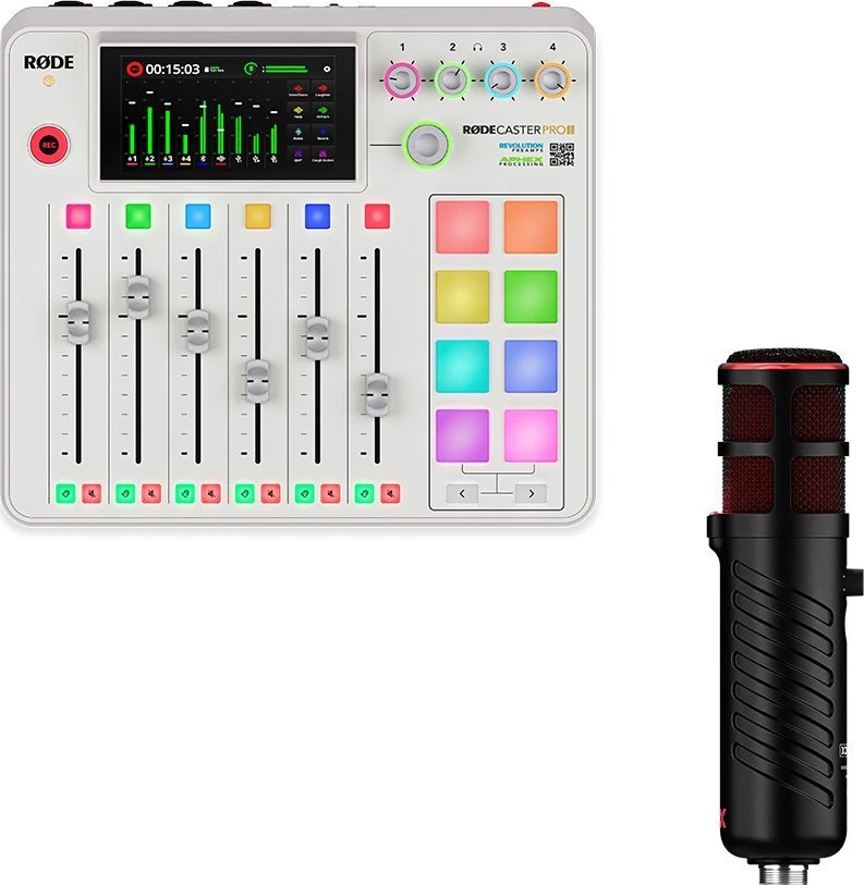 Raudonas RODECaster Pro II Baltas - podcast'ų gamybos studija, baltas