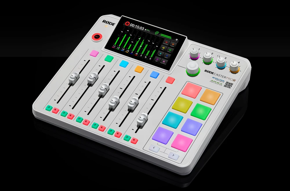 Raudonas RODECaster Pro II Baltas - podcast'ų gamybos studija, baltas