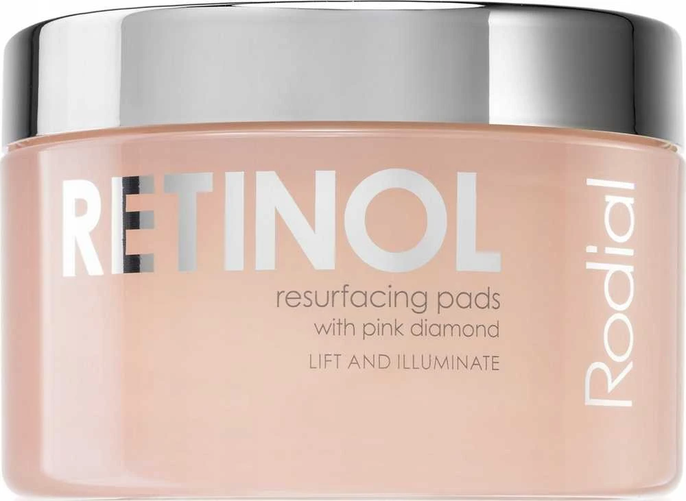 Rodial Rožinė Diamond Retinol Resurfacing Pads atkuriantys šveičiamieji padeliai veidui, 50 vnt.