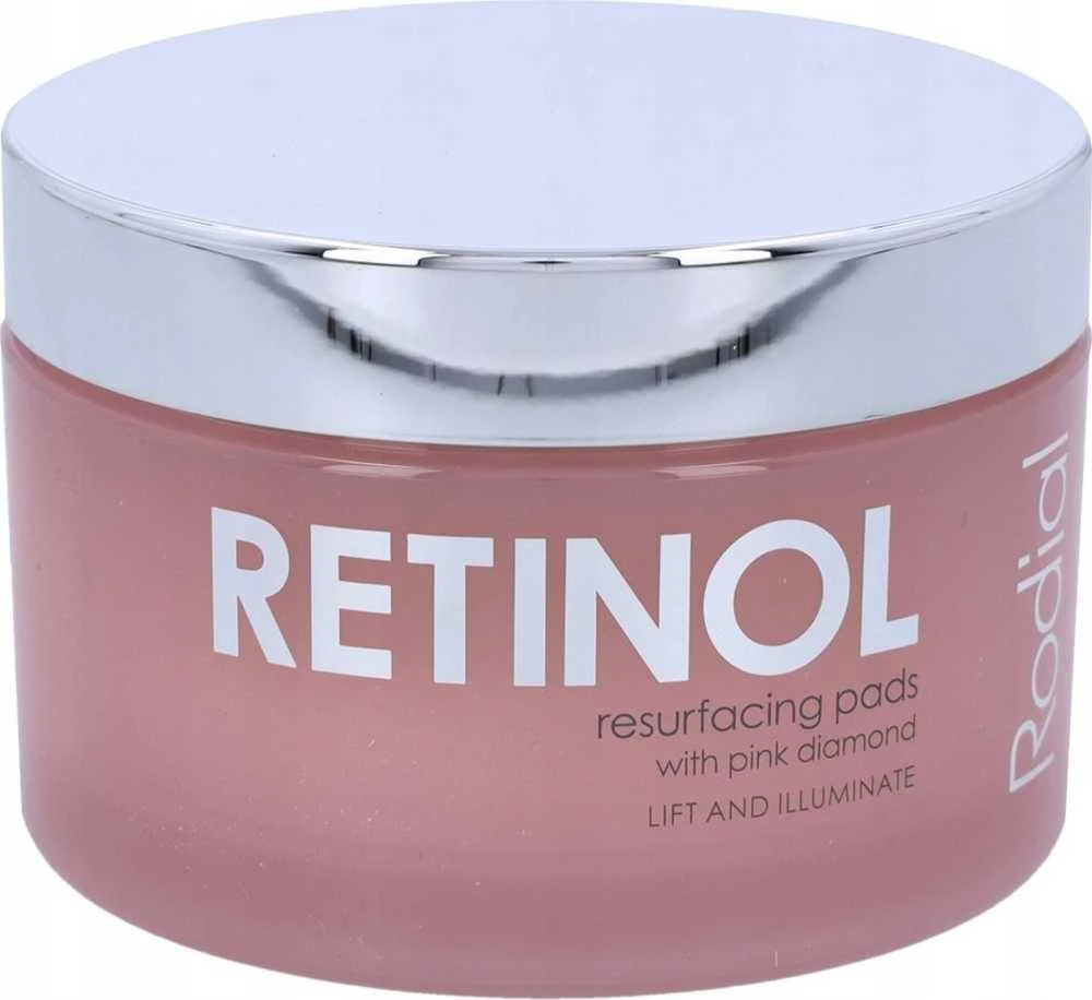 Rodial Rožinė Diamond Retinol Resurfacing Pads atkuriantys šveičiamieji padeliai veidui, 50 vnt.