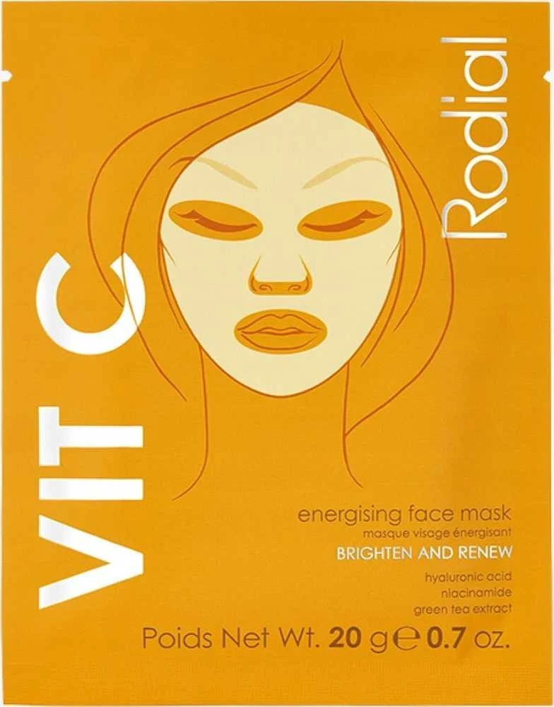 Rodial Vit C Cellulose Sheet Mask energizuojanti, šviesinanti ir atkurianti lakštinė veido kaukė, 20 ml