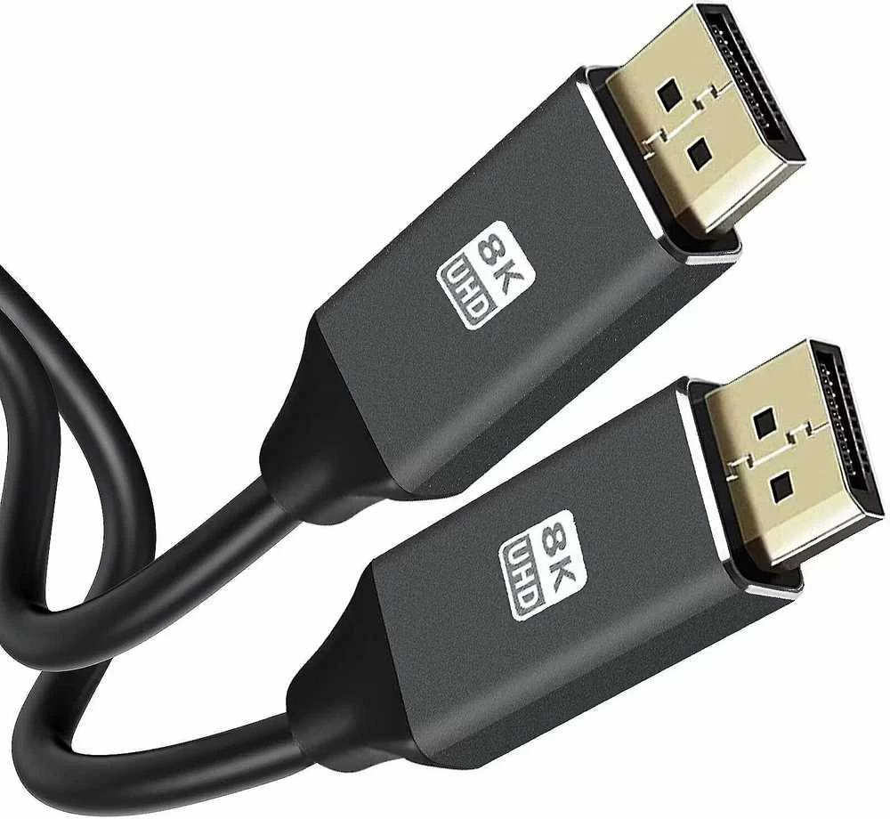 DisplayPort 1.4 kabelio jungtys su 8K UHD logotipu
