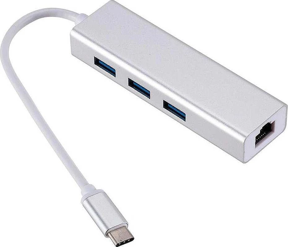 „RoGerAD15642“ USB-C šakotuvas - skirstytuvas 3 x USB 3.0 / RJ45