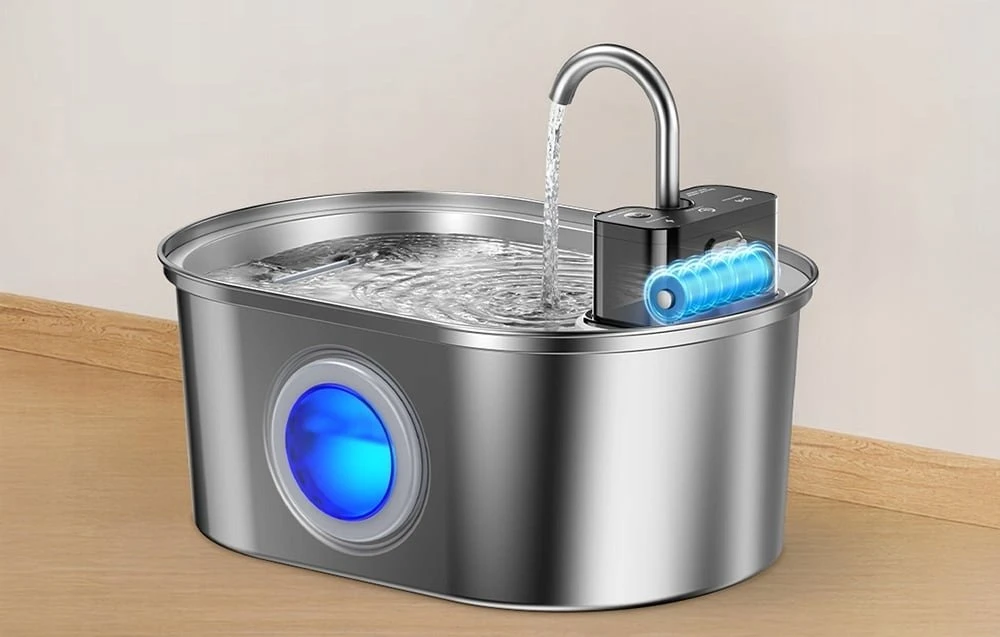 Belaidis nerūdijančio plieno fontanas/vandens dozatorius šunims ir katėms, 3,2 l, Rojeco