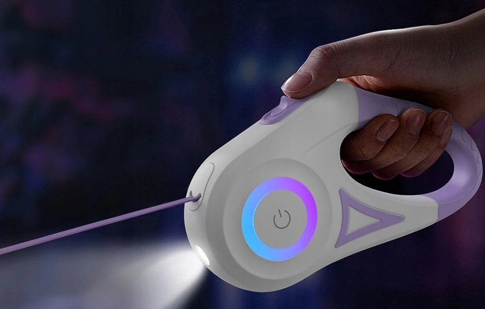 Rojeco Dog automatinis pavadėlis LED 5 m (violetinė)