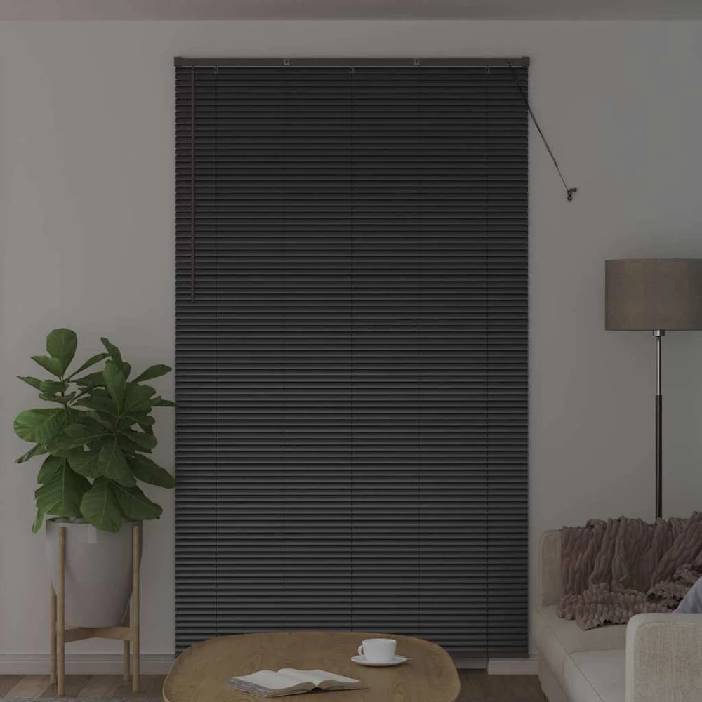 Venecijos žaliuzės Juoda 220 x 130 cm 25 mm Aliuminis