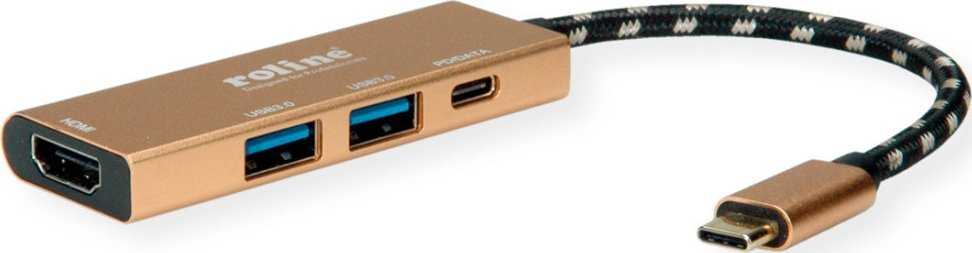Šakotuvas „Roline Gold“ USB-C stotis / replikatorius (1119-12-02)