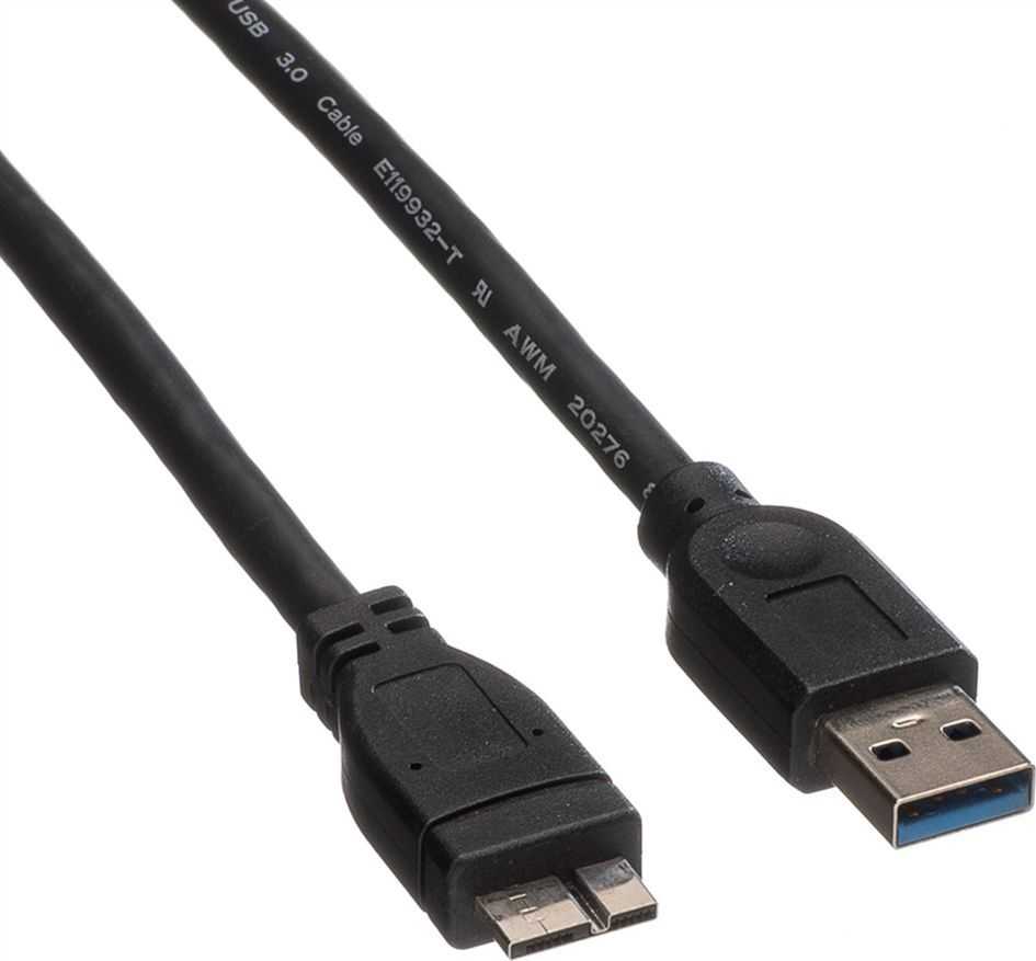 „Roline USB-A“ – „microUSB“ USB laidas, 2 m, juodas (JAB-809445)