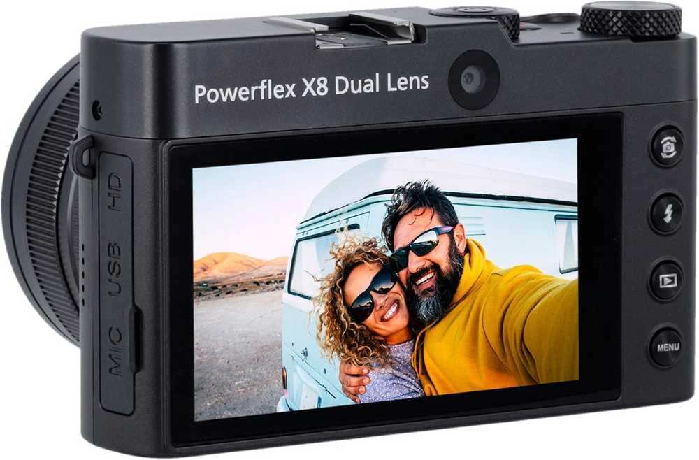 „Rollei - Powerflex 8X“ dviejų objektyvų skaitmeninis fotoaparatas