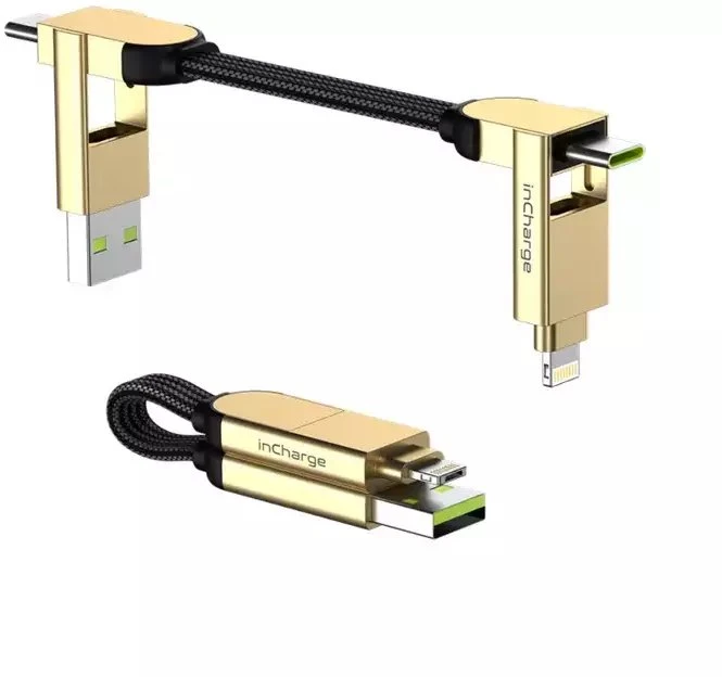 Rollingsquare Kabelis USB inCharge X 7 cm 100 W USB-C/Lightning/M.USB Kremas (X03WR)