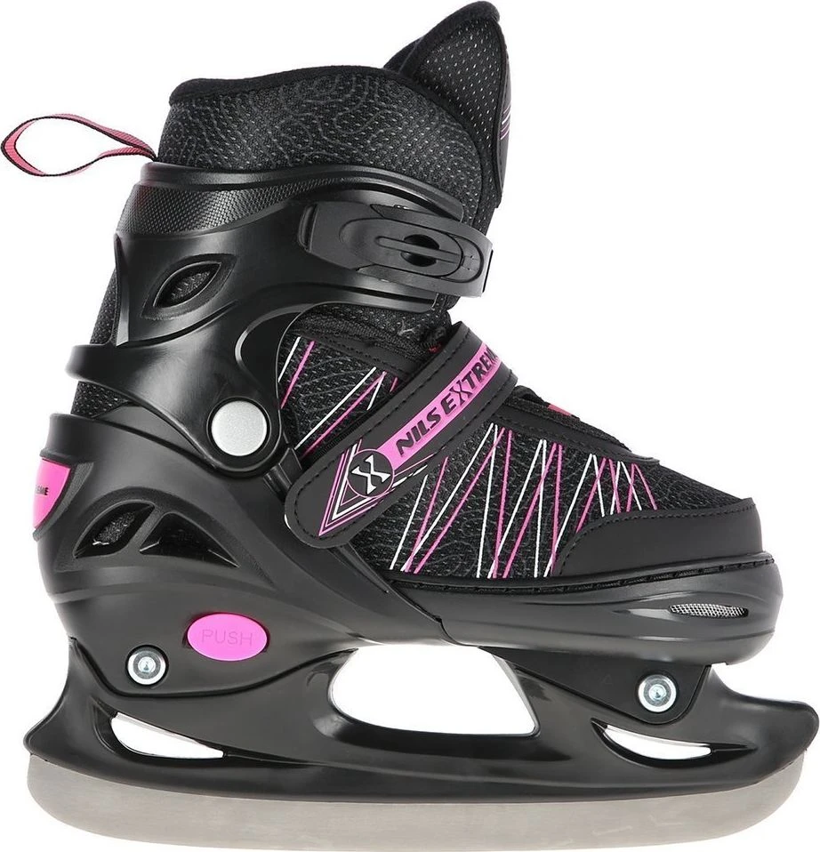 Riedučiai/ledo ritulio pačiūžos Nils Extreme NH11912 juodi-rožiniai - PU80 mm/82A (L 39-42)