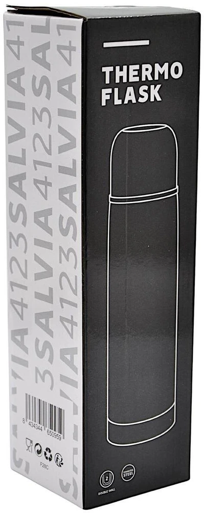 Roly TURISTINIS TERMOSAS, NERŪDIJANTIS PLIENAS, DVIGUBOMIS SIENELĖMIS, 500 ML, Juodas, STAMINA
