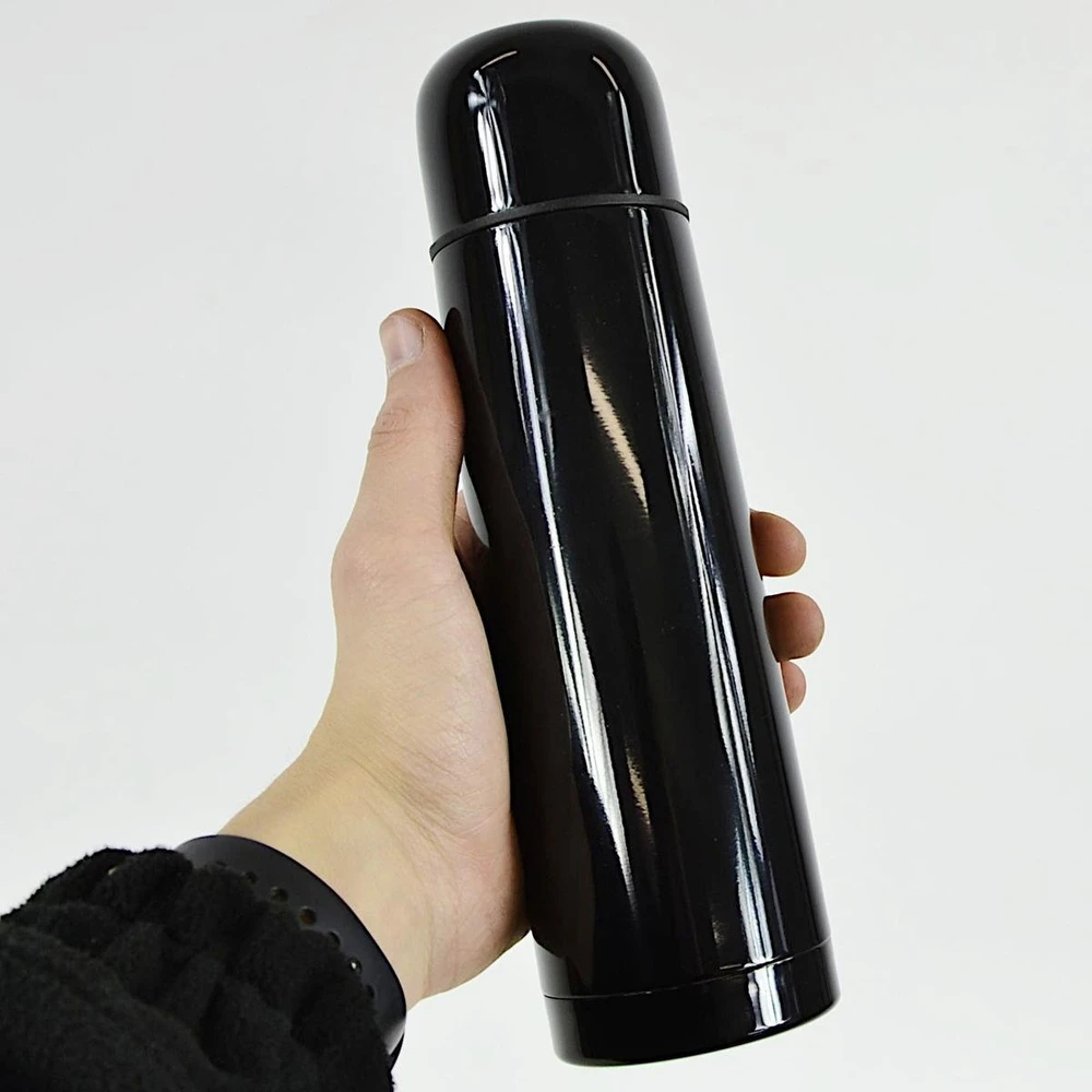 Roly TURISTINIS TERMOSAS, NERŪDIJANTIS PLIENAS, DVIGUBOMIS SIENELĖMIS, 500 ML, Juodas, STAMINA
