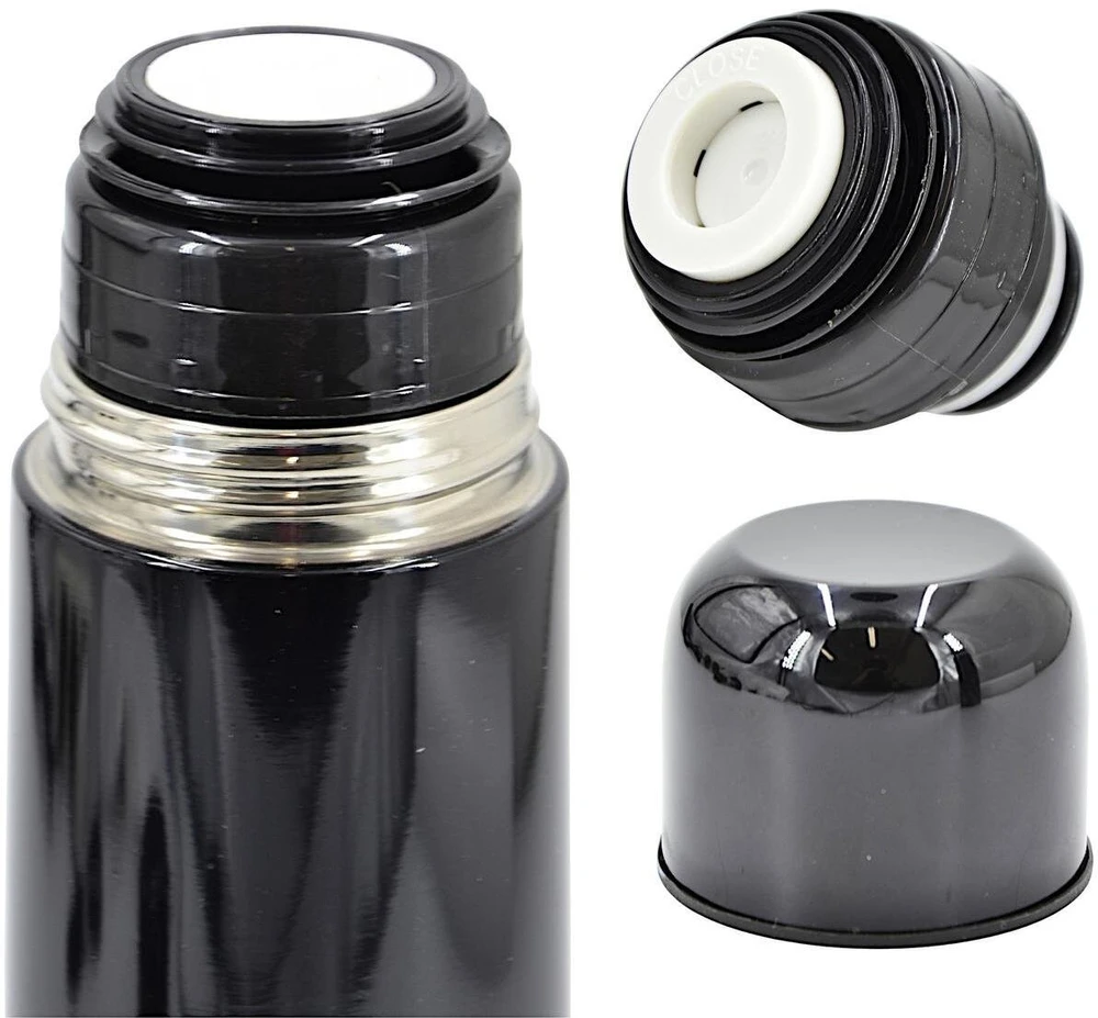 Roly TURISTINIS TERMOSAS, NERŪDIJANTIS PLIENAS, DVIGUBOMIS SIENELĖMIS, 500 ML, Juodas, STAMINA