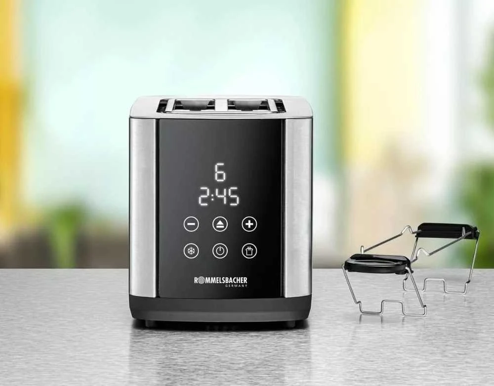 Skrudintuvas Rommelsbacher Rommelsbacher Toaster Sunny TO 850 (nerūdijantis plienas/juodas, 800 vatų, 2 skrebučio riekelėms)