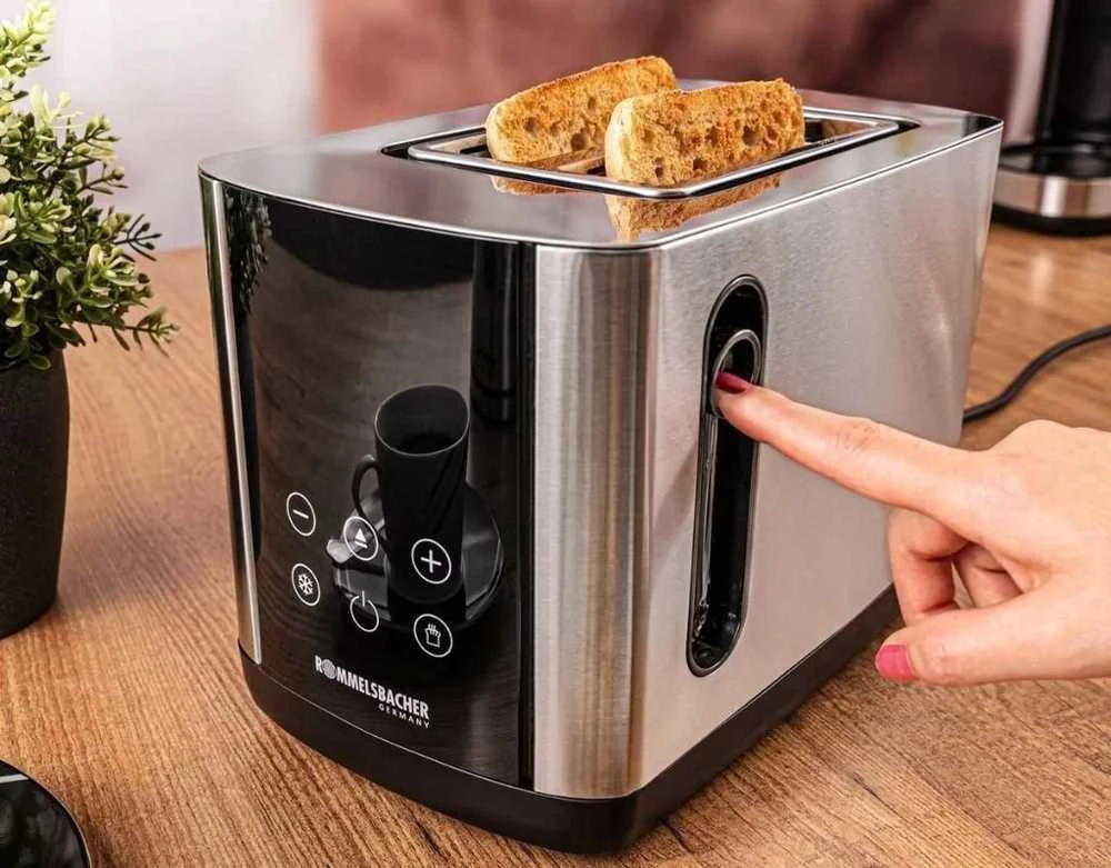Skrudintuvas Rommelsbacher Rommelsbacher Toaster Sunny TO 850 (nerūdijantis plienas/juodas, 800 vatų, 2 skrebučio riekelėms)