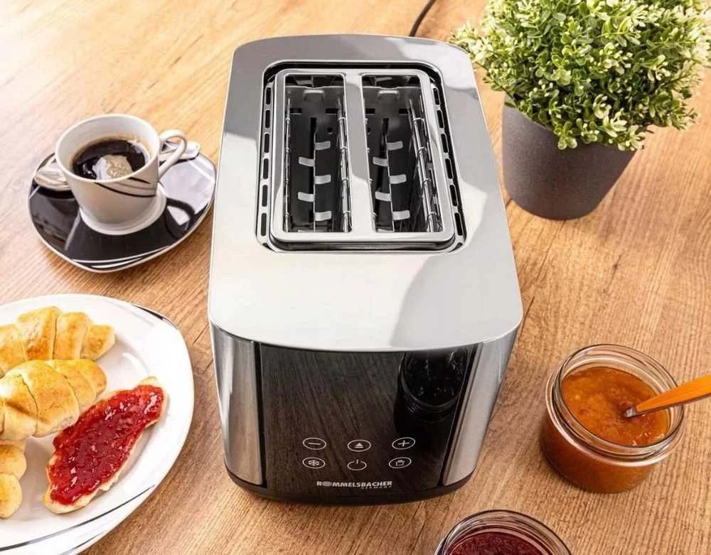 Skrudintuvas Rommelsbacher Rommelsbacher Toaster Sunny TO 850 (nerūdijantis plienas/juodas, 800 vatų, 2 skrebučio riekelėms)