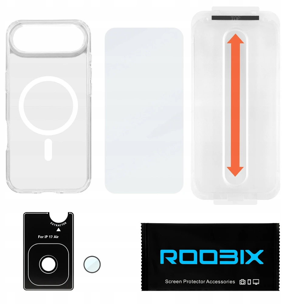 Telefono dėklas - Roobix 3-in-1 Combo Kit iPhone 17 Air MagSafe, skaidrus