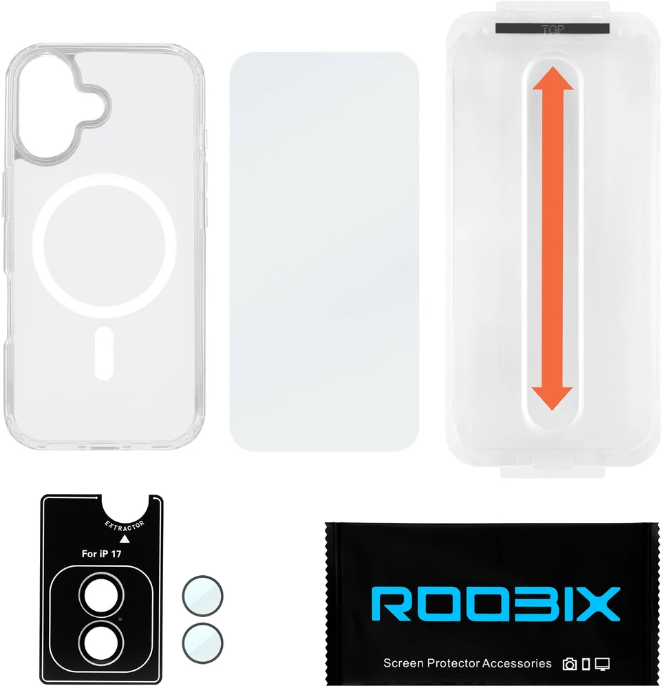 Dėklas - Roobix 3-in-1 Combo Kit iPhone 17 MagSafe, Stiklo, Objektyvo Apsauga