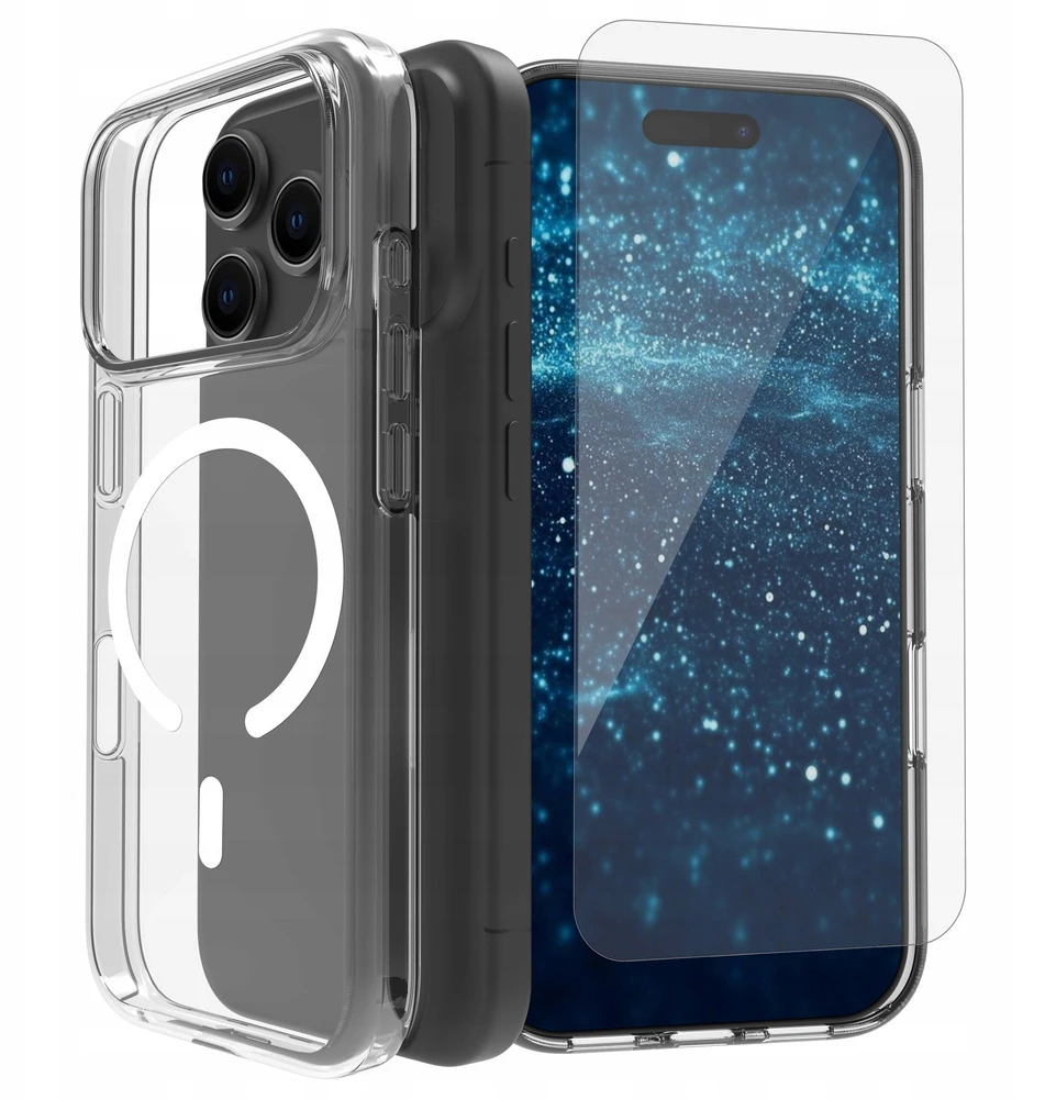 Telefono dėklas - Roobix 3-in-1 Combo Kit iPhone 17 Pro Max MagSafe Transparent