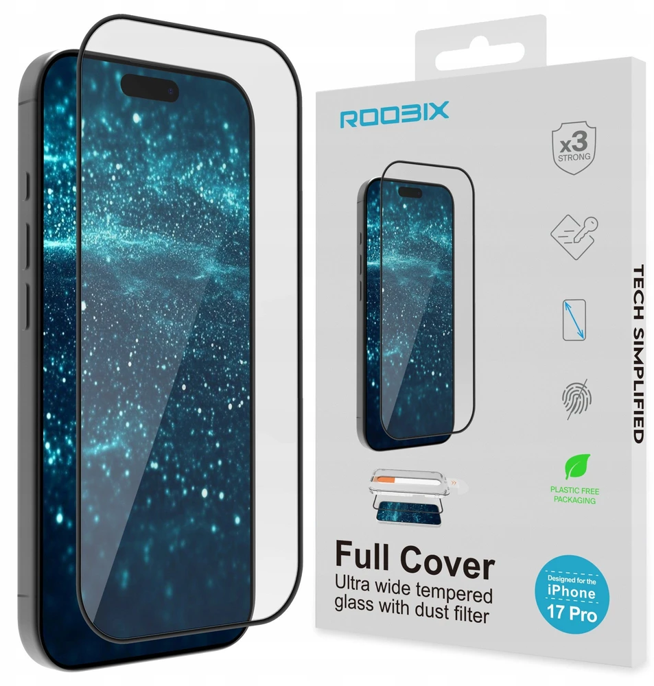 Ekrano apsauga - „Roobix Full Cover Glass iPhone 17 Pro Max 2.5D 0.3mm“