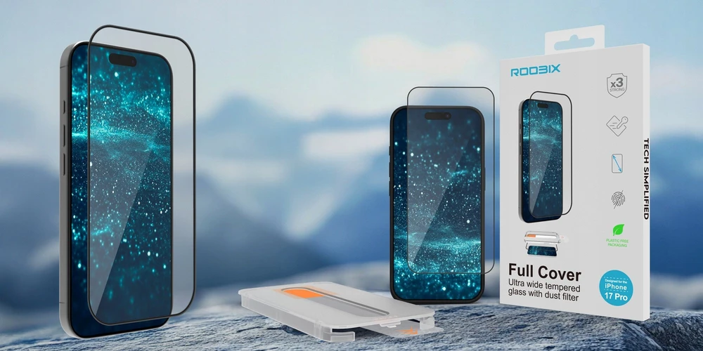 Ekrano apsauga - „Roobix Full Cover Glass iPhone 17 Pro Max 2.5D 0.3mm“
