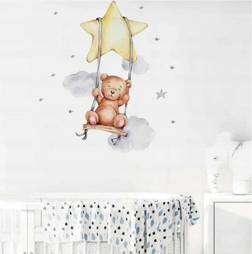 Room Decor KAMBARIO Dekoras SIPO-WS63034 SIENOS LIPDUKAI MEŠKIUKAS SUPYNĖS ŽVAIGŽDĖ
