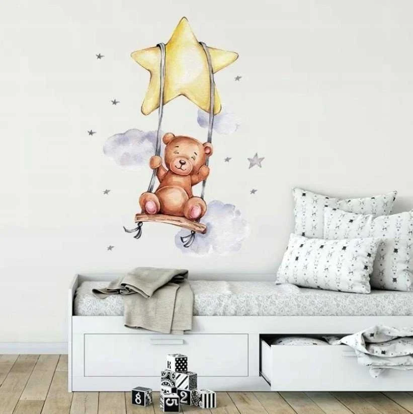 Room Decor KAMBARIO Dekoras SIPO-WS63034 SIENOS LIPDUKAI MEŠKIUKAS SUPYNĖS ŽVAIGŽDĖ