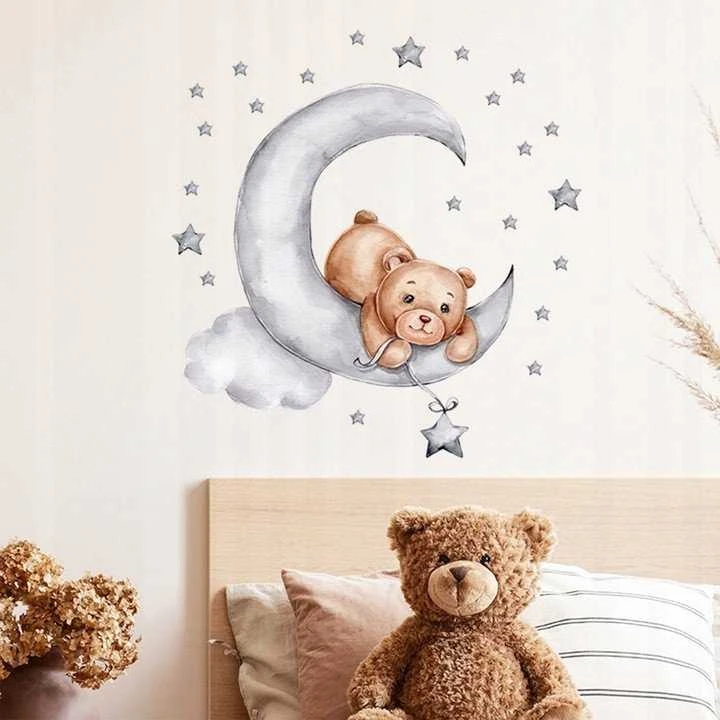 Room Decor KAMBARIO Dekoras SIPO-WS63037 SIENOS LIPDUKAS MEŠKIUKAS GULINTIS ANT MĖNULIO