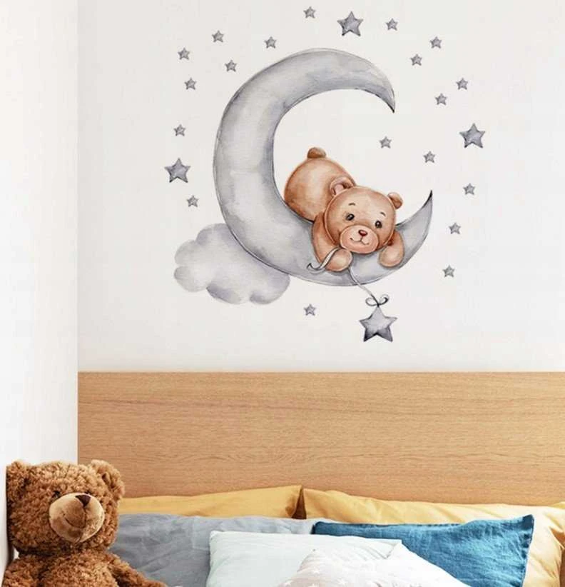 Room Decor KAMBARIO Dekoras SIPO-WS63037 SIENOS LIPDUKAS MEŠKIUKAS GULINTIS ANT MĖNULIO