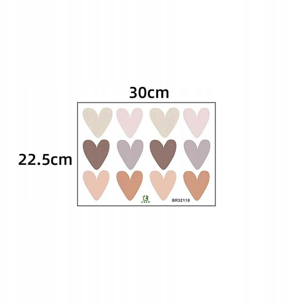 Room Decor KAMBARIO Dekoras SIPO-WS63041 BOHO ŠIRDELĖS SIENOS LIPDUKAI