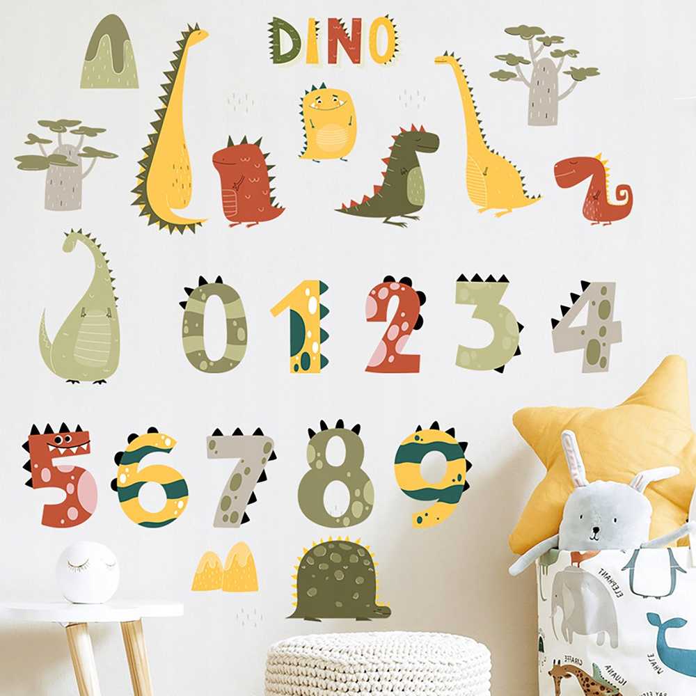 ROOM Decor SIPO-WS63049 NAKLEJKI NA ŚCIANĘ CYFRY DINO