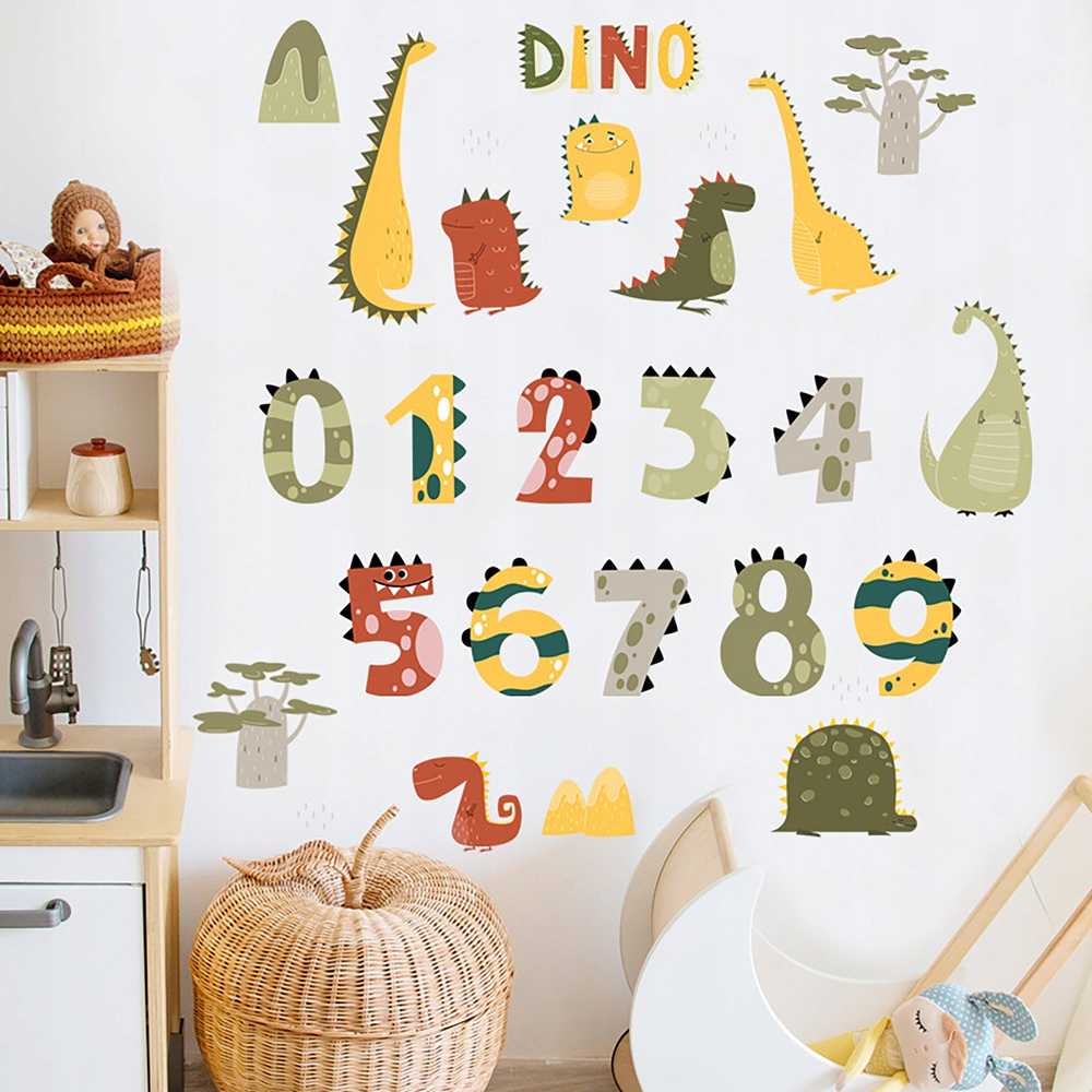 ROOM Decor SIPO-WS63049 NAKLEJKI NA ŚCIANĘ CYFRY DINO