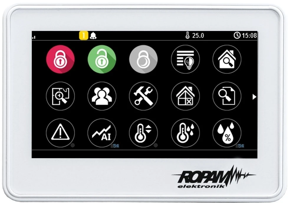 Ropam TPR-4W-P 4,3" jutiklinis skydelis, fiksuotos jungtys, talpinė
