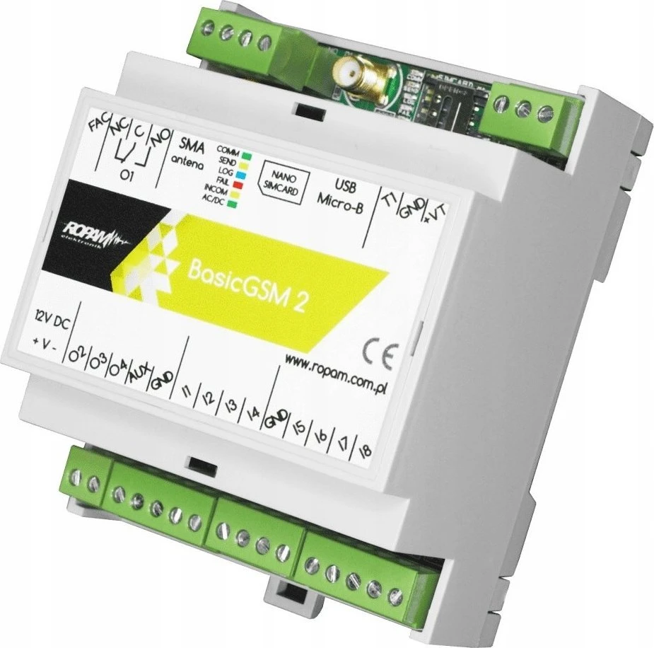 Ropam BasicGSM-2 modulis su jungčių schema