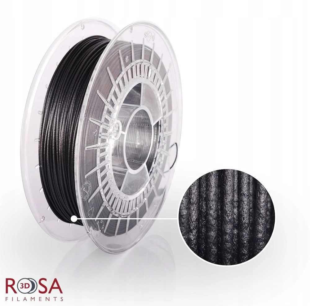 Plastikas Rosa3D PETG CarbonLook - 1.75mm - 0.5kg - Carbon Juodas