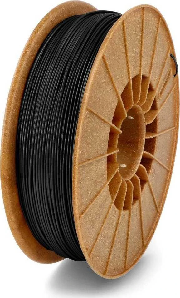 Juodas PET-G 3D plastikas ant rudos ritės
