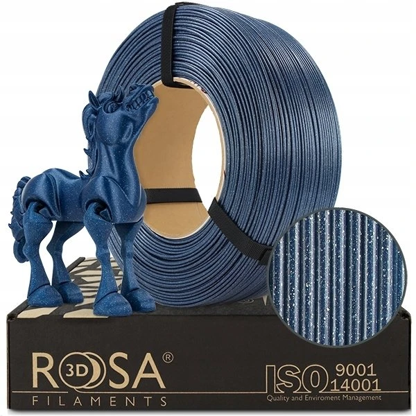 3D plastkas PLA blizgantis mėlynas (Galaxy Navy Mėlyna) 1.75mm 1kg refill pakuotė Rosa3D